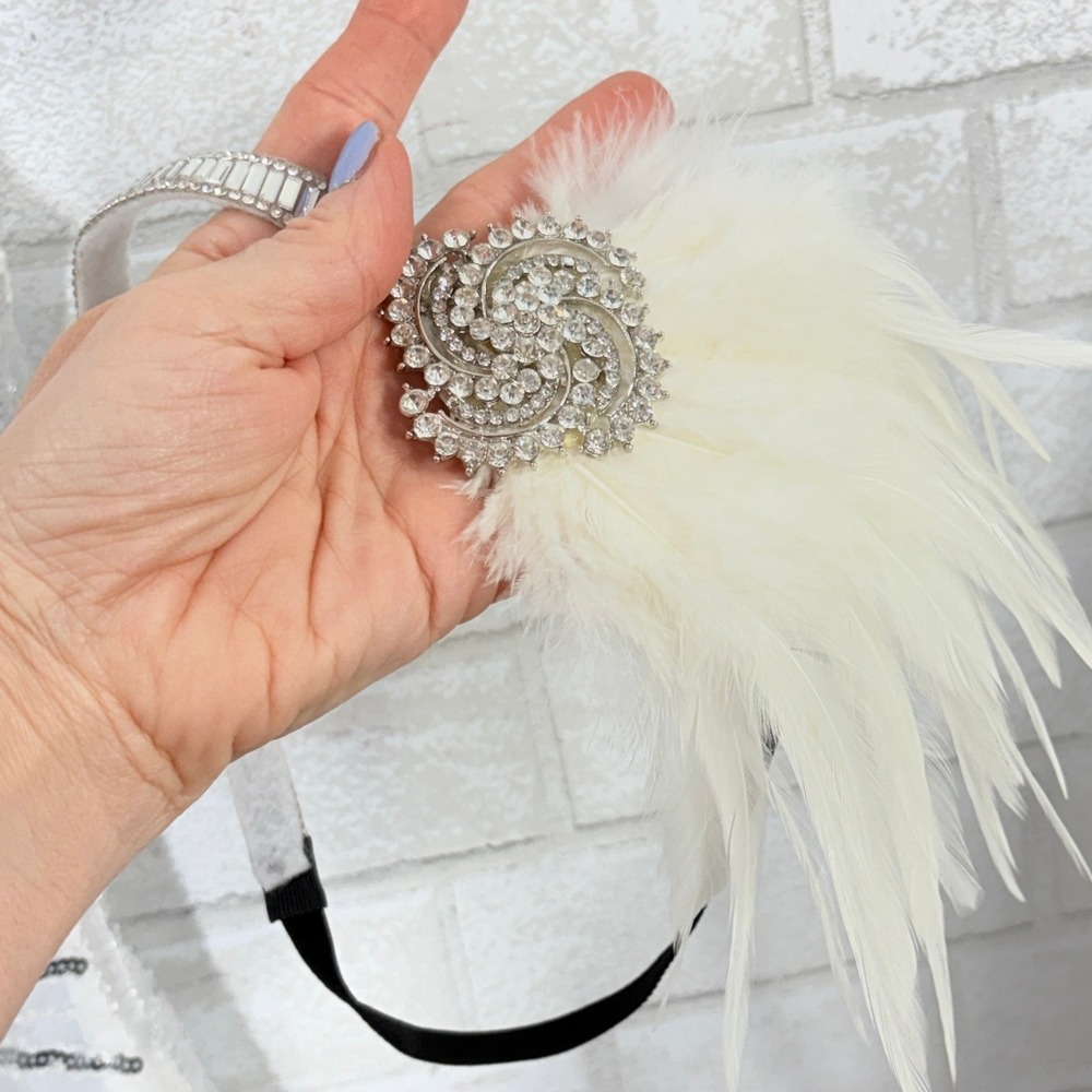 1920s Gatsby Flapper Dress Small Sequin Beaded Fringe Capelet Headpiece Jazz Age - Picture 10 of 14